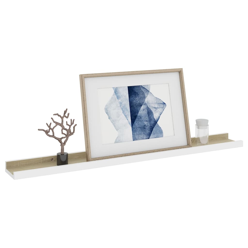 2 db fehér és sonoma-tölgy színű fali polc 80 x 9 x 3 cm 2 db fehér és sonoma-tölgy színű fali polc 80 x 9 x 3 cm