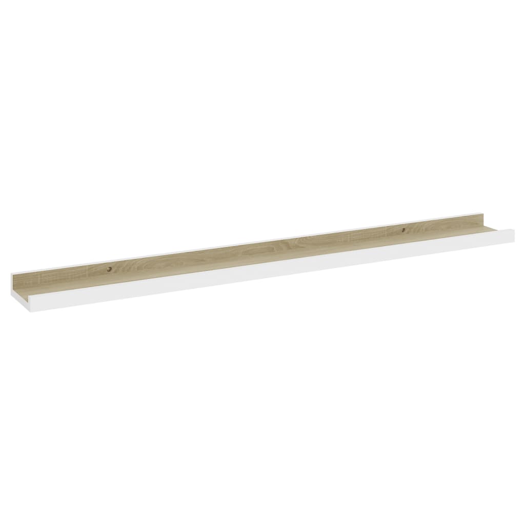 2 db fehér és sonoma-tölgy színű fali polc 80 x 9 x 3 cm 2 db fehér és sonoma-tölgy színű fali polc 80 x 9 x 3 cm
