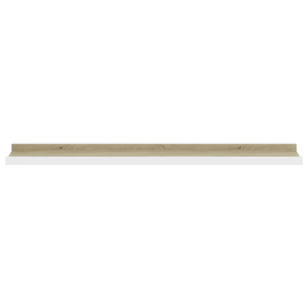 2 db fehér és sonoma-tölgy színű fali polc 80 x 9 x 3 cm 2 db fehér és sonoma-tölgy színű fali polc 80 x 9 x 3 cm