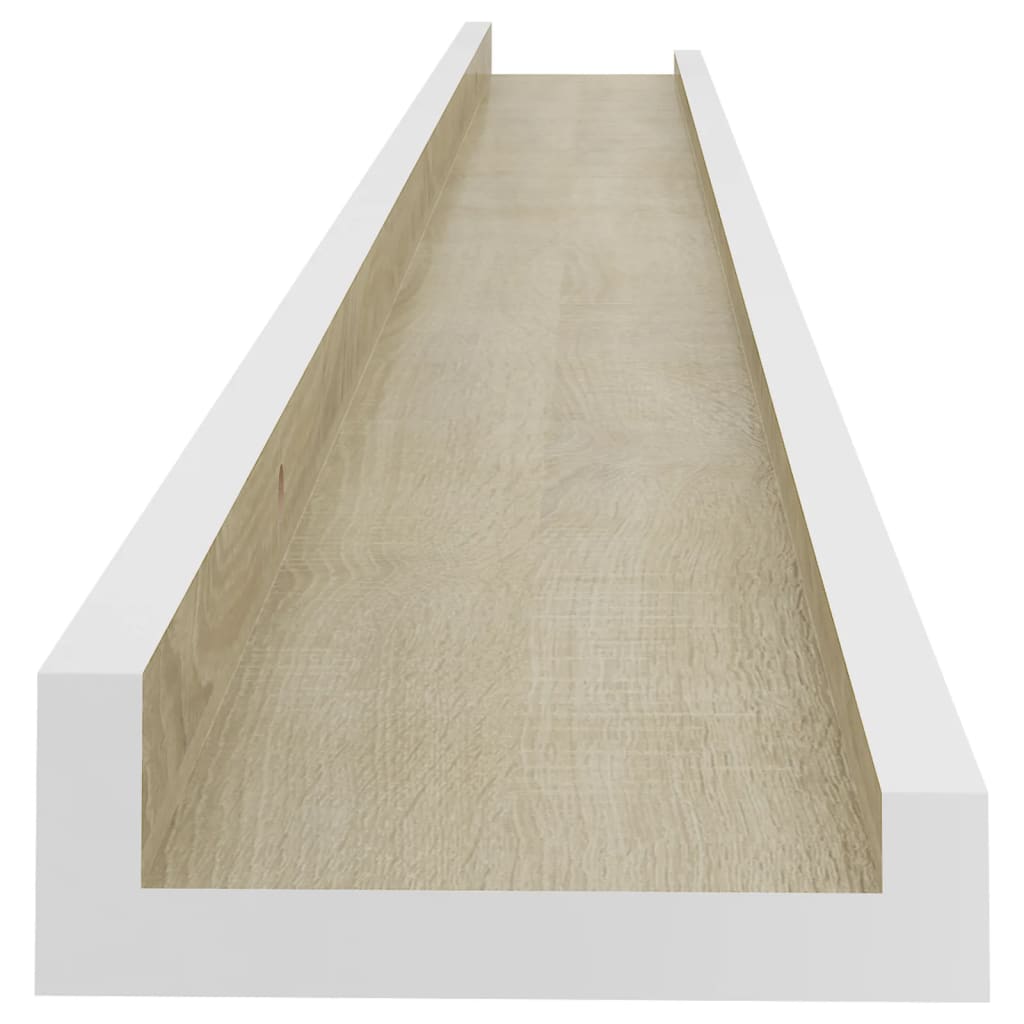 2 db fehér és sonoma-tölgy színű fali polc 100 x 9 x 3 cm 2 db fehér és sonoma-tölgy színű fali polc 100 x 9 x 3 cm