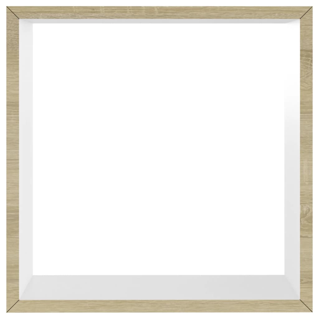 3 db fehér és sonoma-tölgy színű fali kockapolc