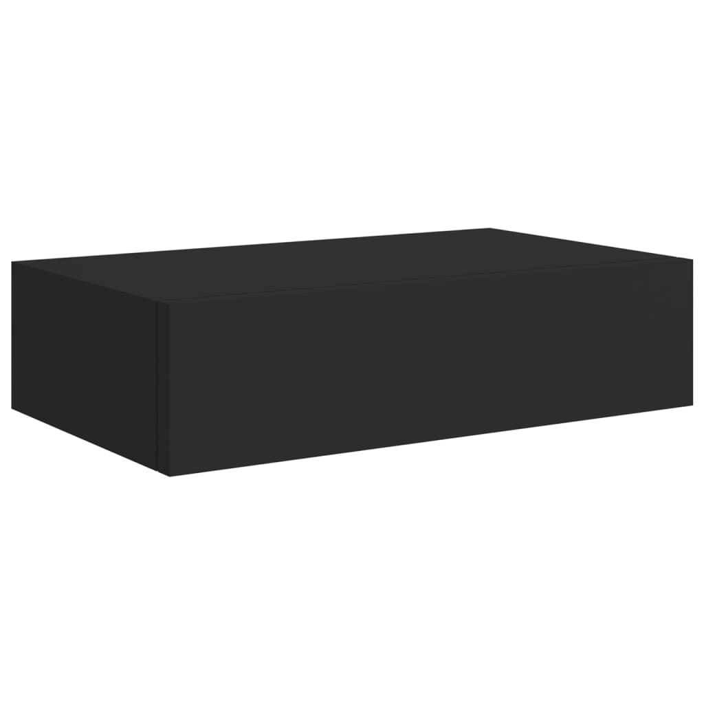 2 db fekete falra szerelhető fiókos polc 40 x 23,5 x 10 cm