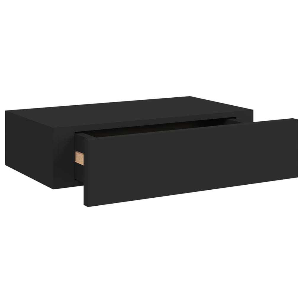2 db fekete falra szerelhető fiókos polc 40 x 23,5 x 10 cm