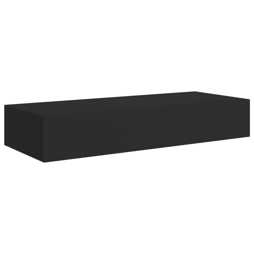 2 db fekete falra szerelhető fiókos polc 60 x 23,5 x 10 cm