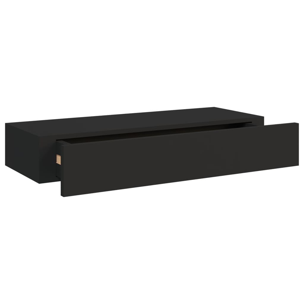 2 db fekete falra szerelhető fiókos polc 60 x 23,5 x 10 cm