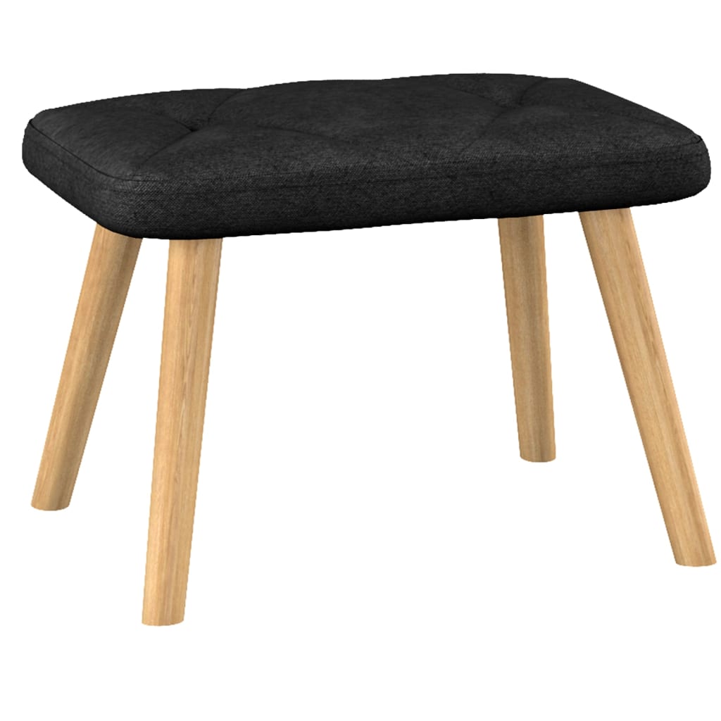 Fekete szövet pihenőfotel lábtartóval 62 x 68,5 x 96 cm