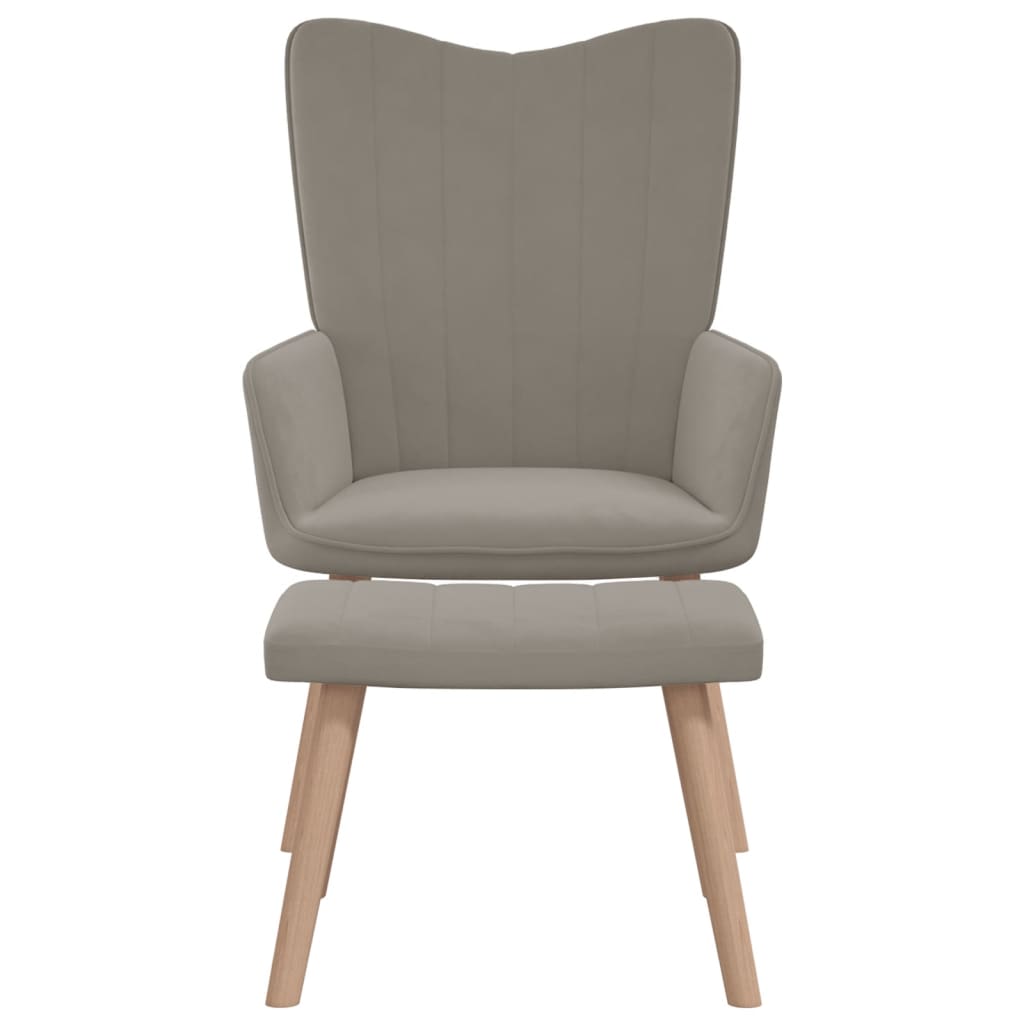 Világosszürke bársony pihenőszék lábtartóval