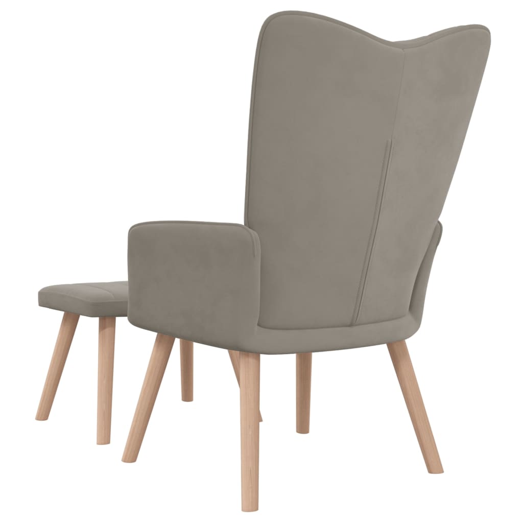 Világosszürke bársony pihenőszék lábtartóval