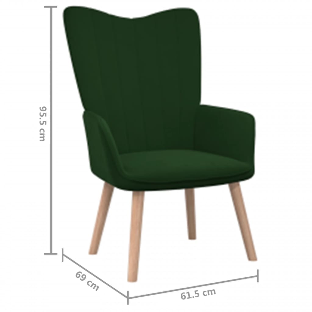 Sötétzöld bársony pihenőszék lábtartóval