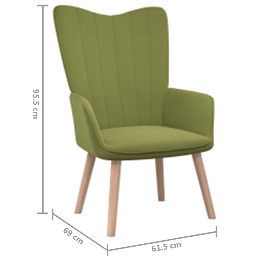 Világoszöld bársony pihenőszék lábtartóval