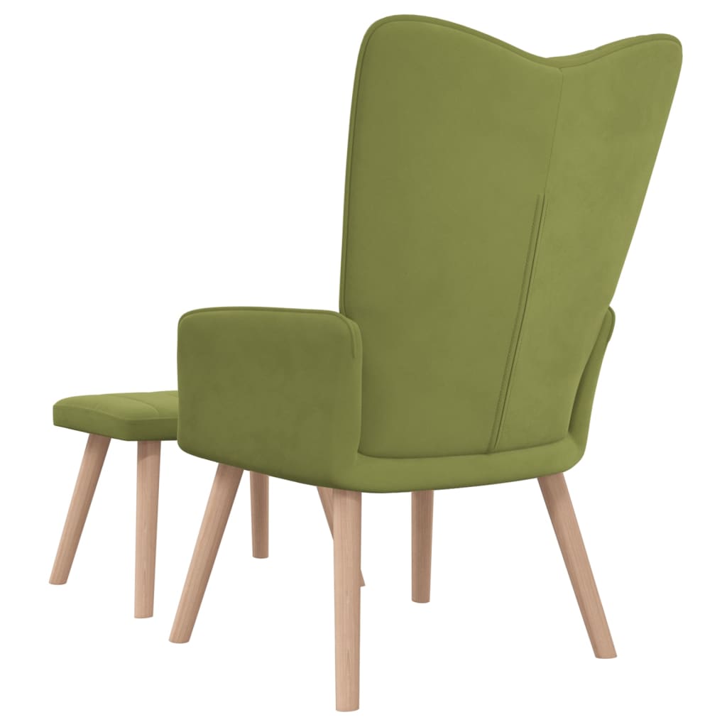 Világoszöld bársony pihenőszék lábtartóval