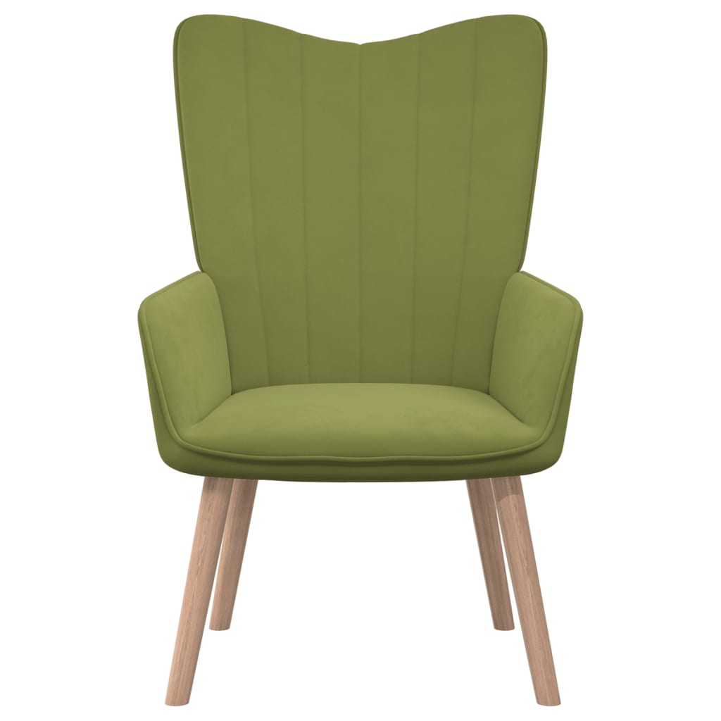 Világoszöld bársony pihenőszék lábtartóval