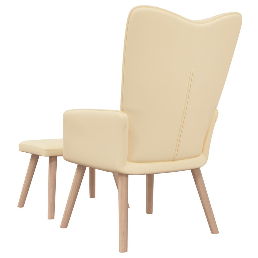 Krémfehér bársony pihenőszék lábtartóval