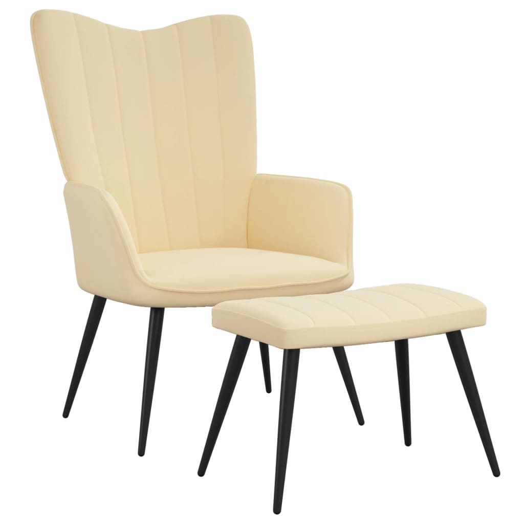 Krémfehér bársony pihenőszék lábtartóval