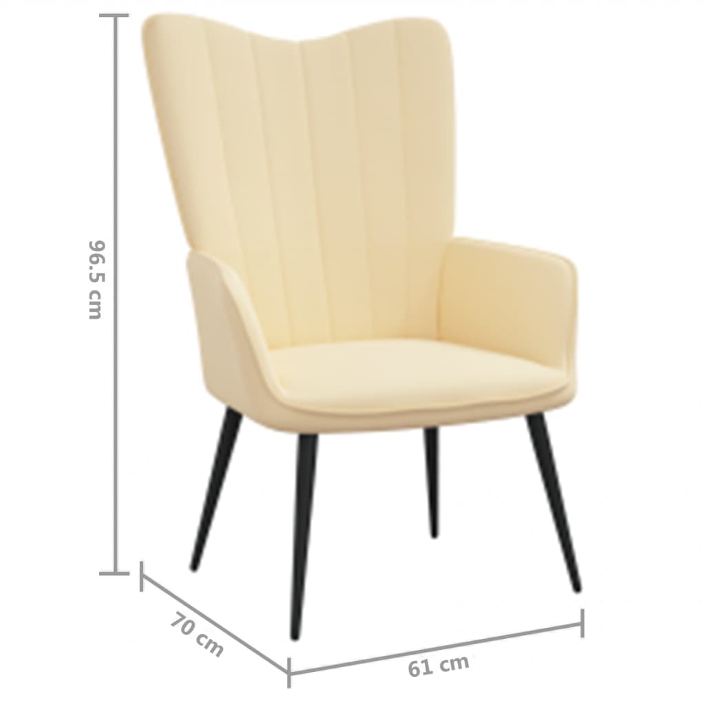 Krémfehér bársony pihenőszék lábtartóval