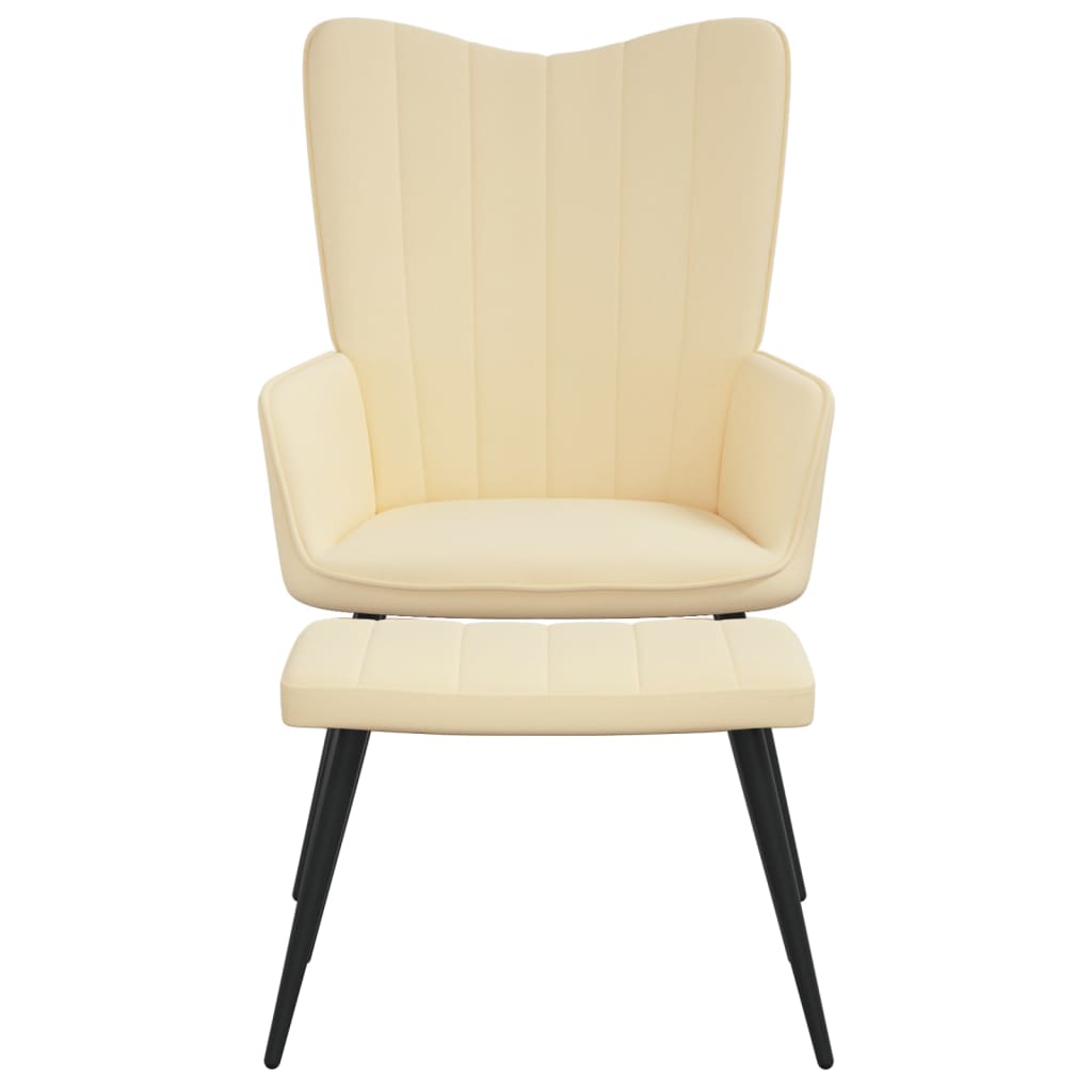 Krémfehér bársony pihenőszék lábtartóval