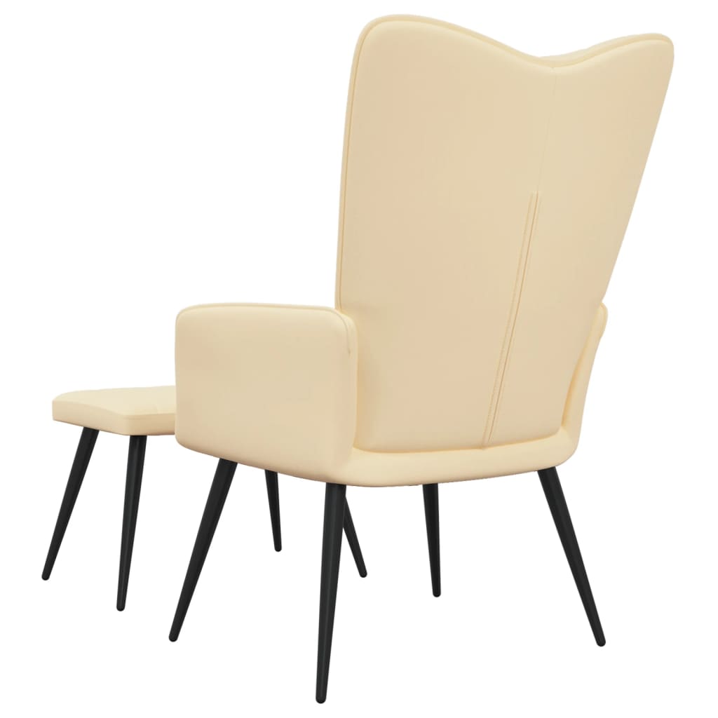 Krémfehér bársony pihenőszék lábtartóval