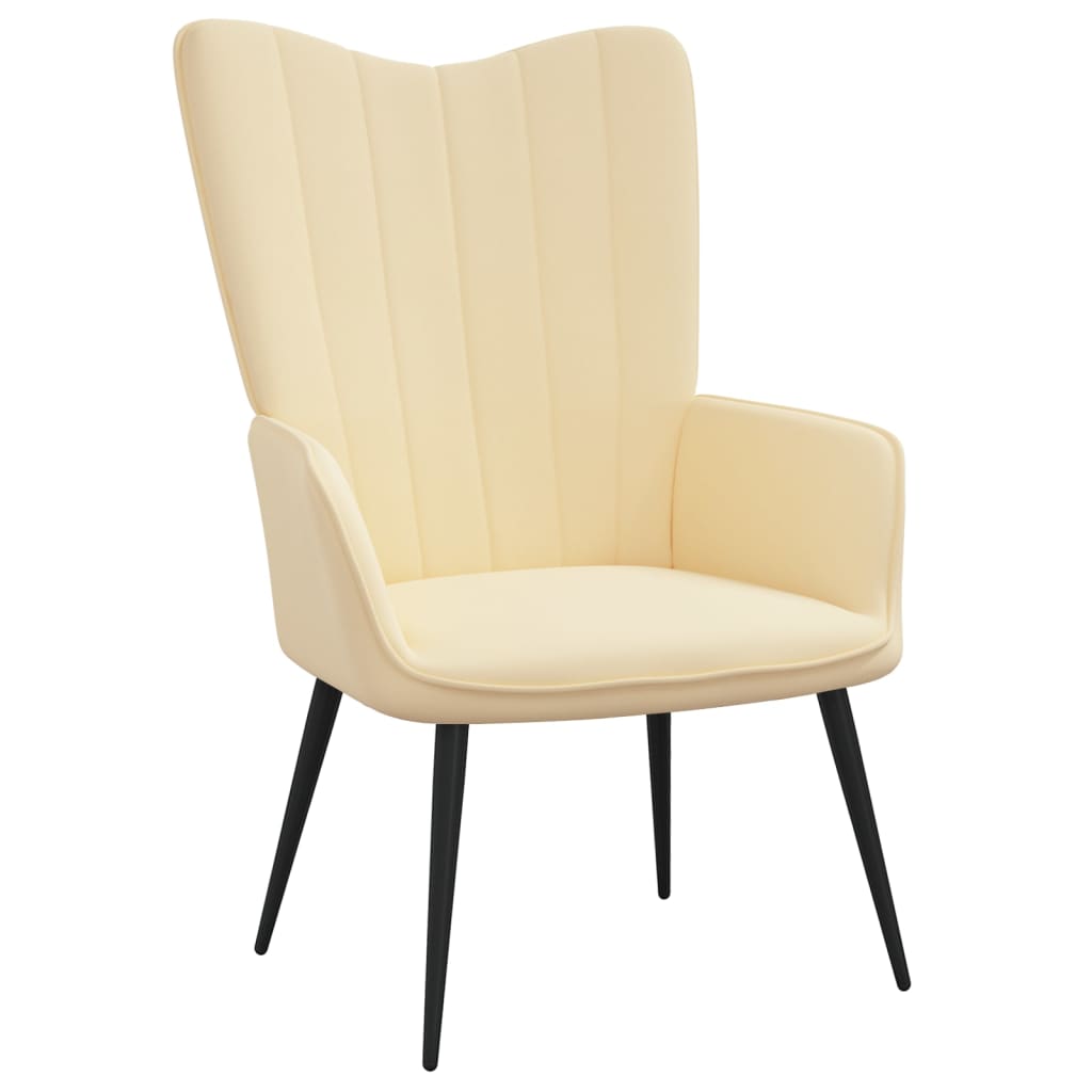 Krémfehér bársony pihenőszék lábtartóval