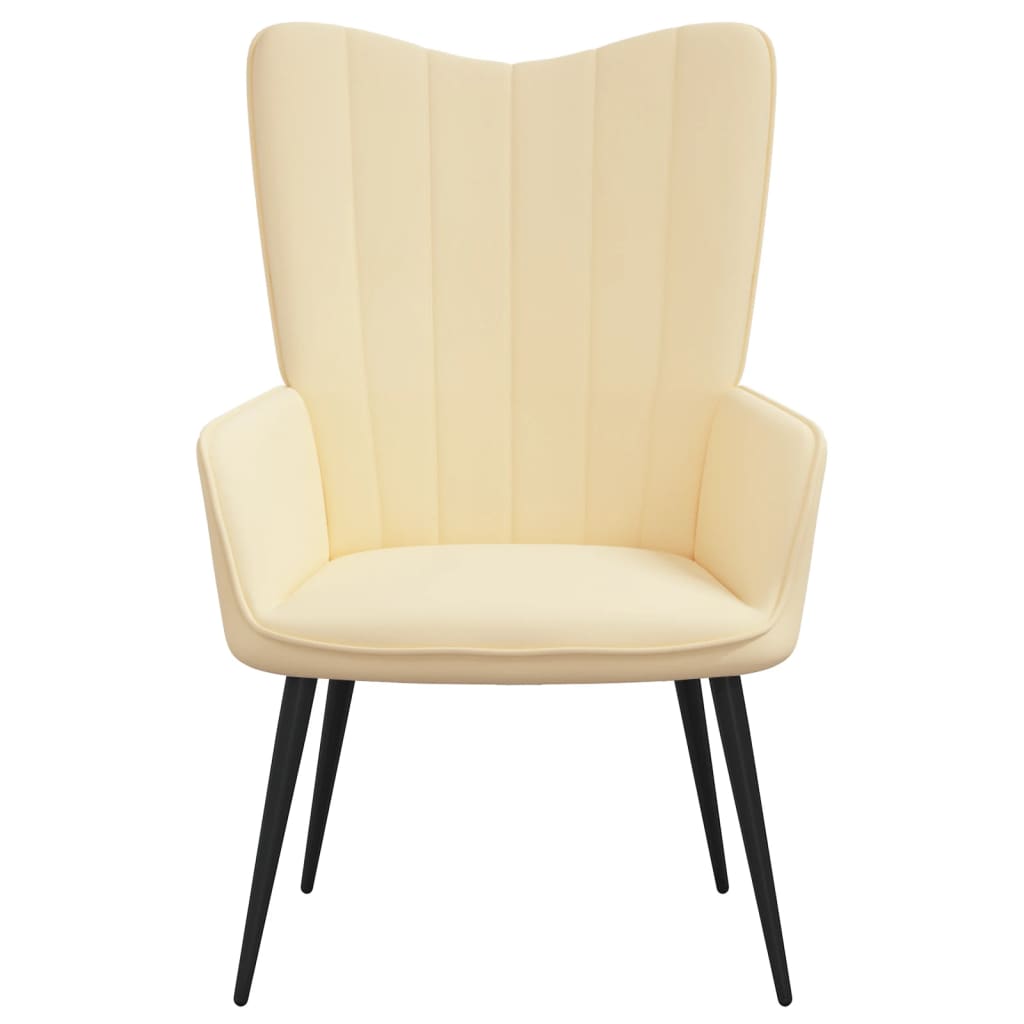 Krémfehér bársony pihenőszék lábtartóval