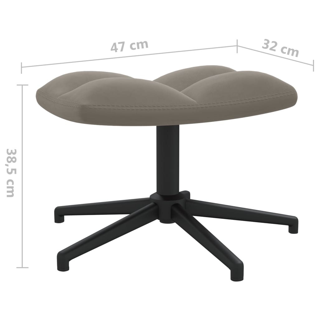 Világosszürke bársony pihenőszék lábtartóval