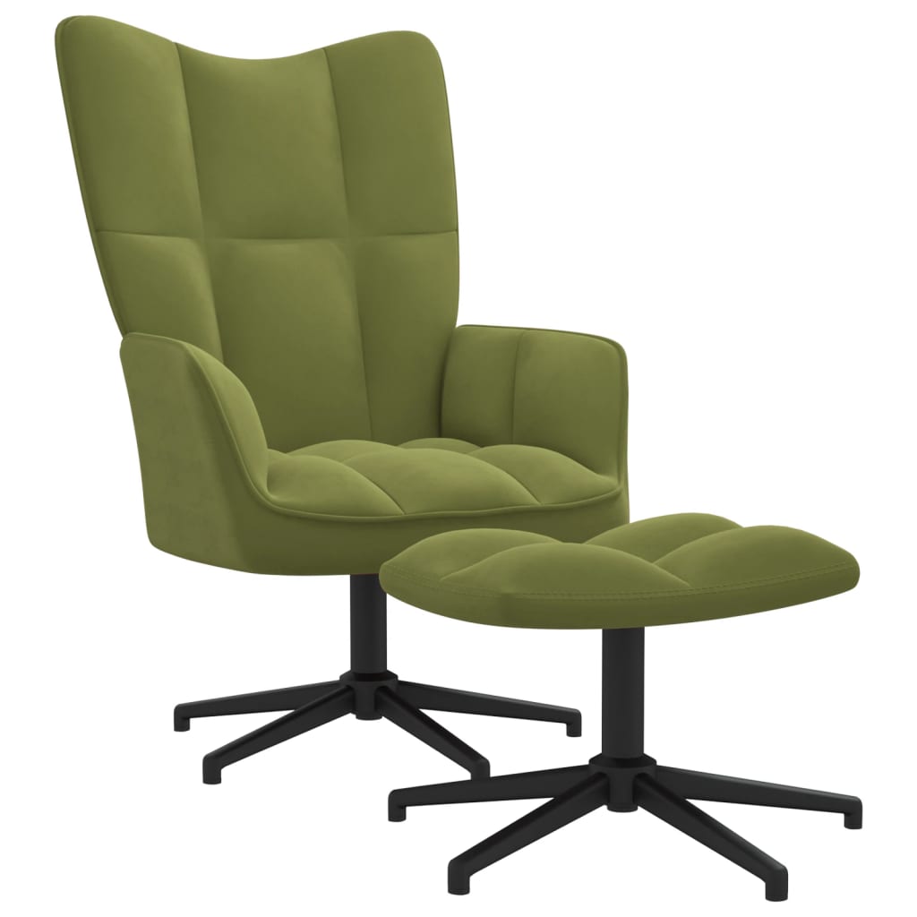 Világoszöld bársony pihenőszék lábtartóval