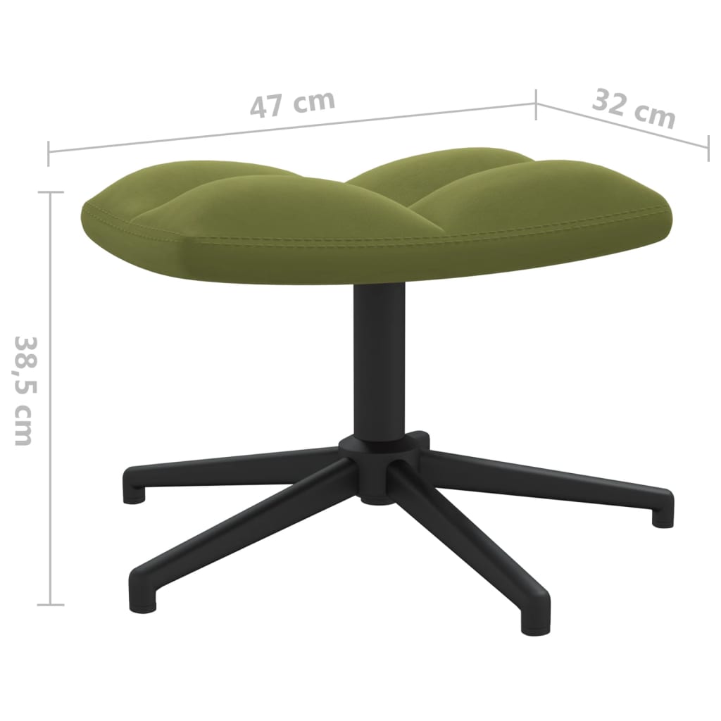 Világoszöld bársony pihenőszék lábtartóval