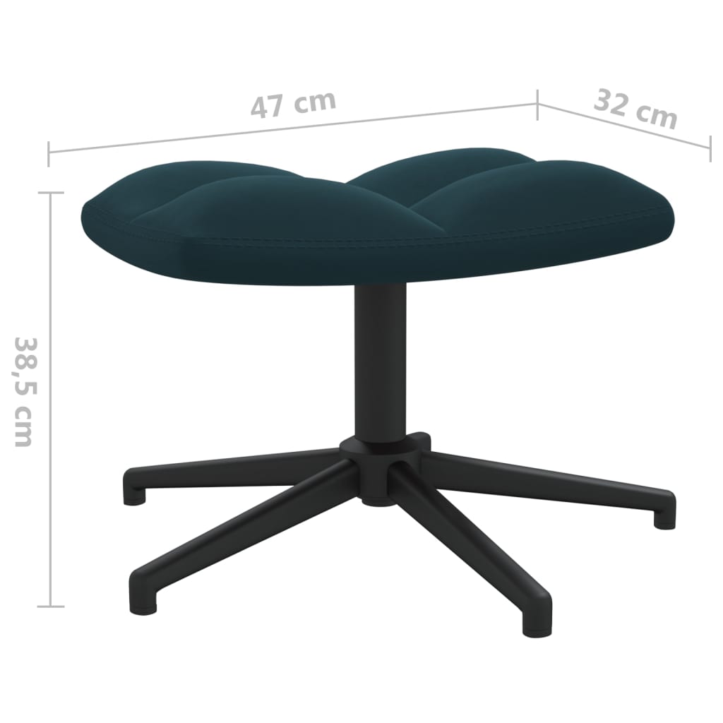 Kék bársony pihenőszék lábtartóval