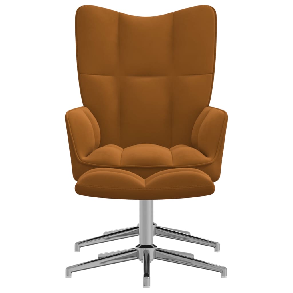 Barna bársony pihenőszék lábtartóval