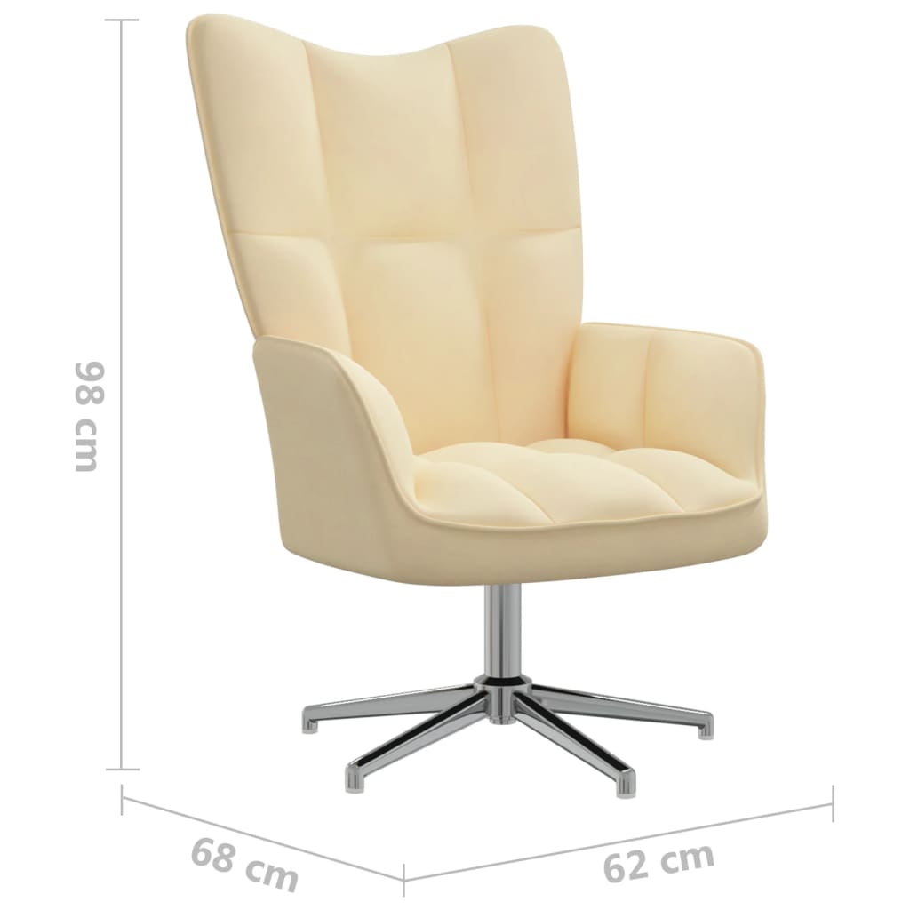 Krémfehér bársony pihenőszék lábtartóval