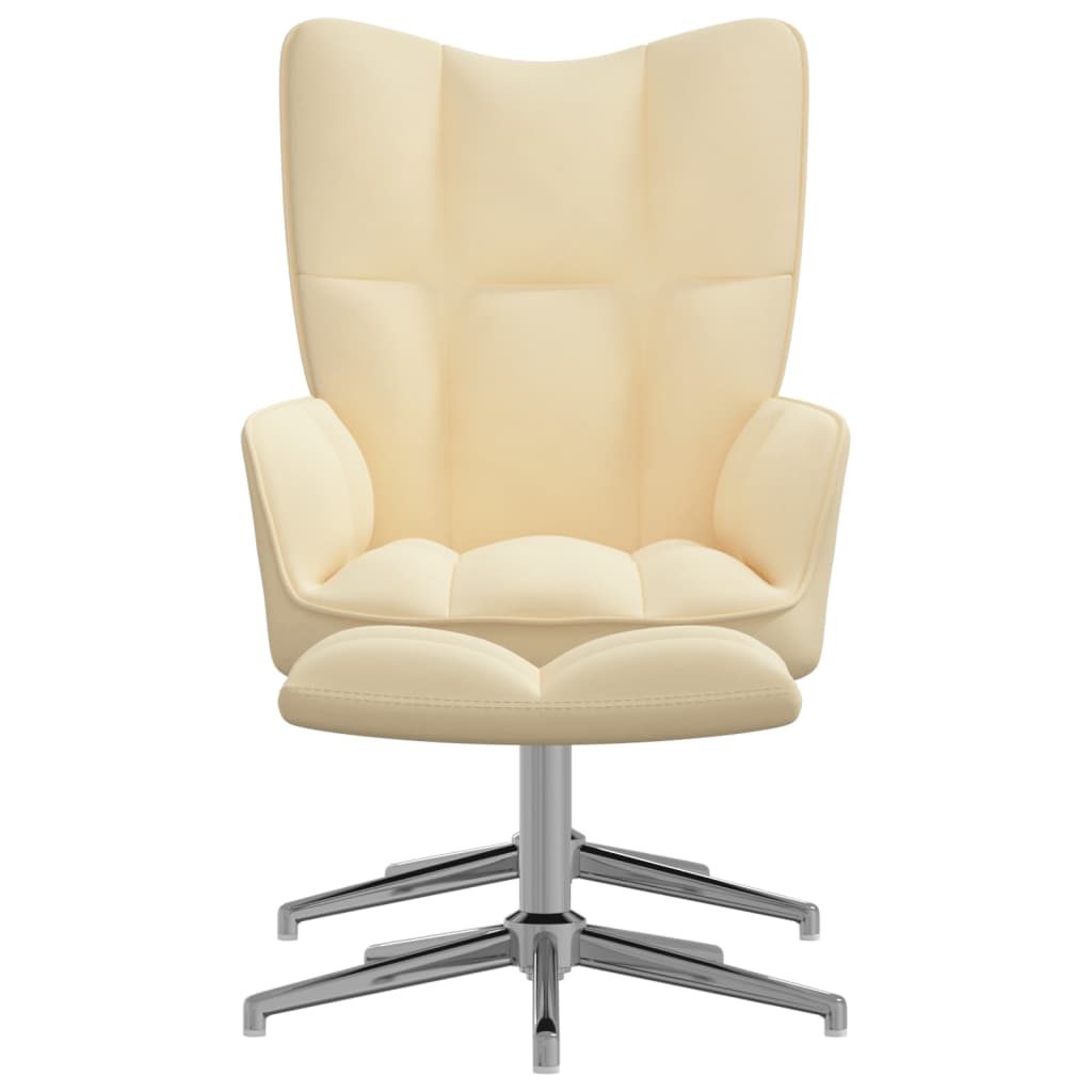 Krémfehér bársony pihenőszék lábtartóval