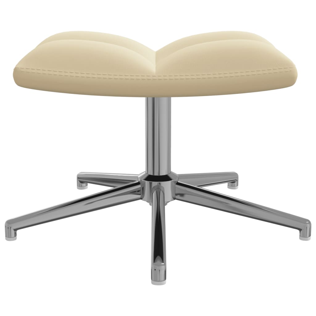 Krémfehér bársony pihenőszék lábtartóval