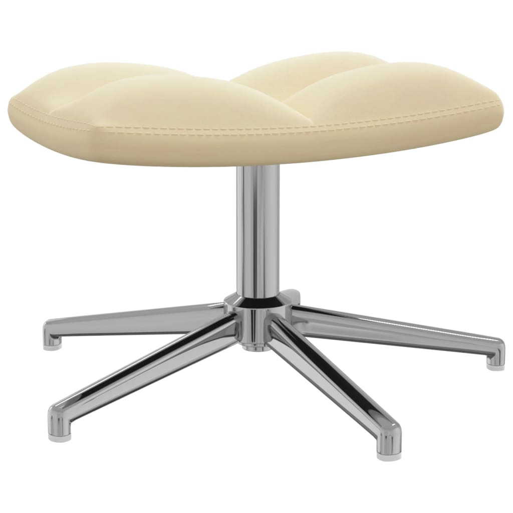 Krémfehér bársony pihenőszék lábtartóval