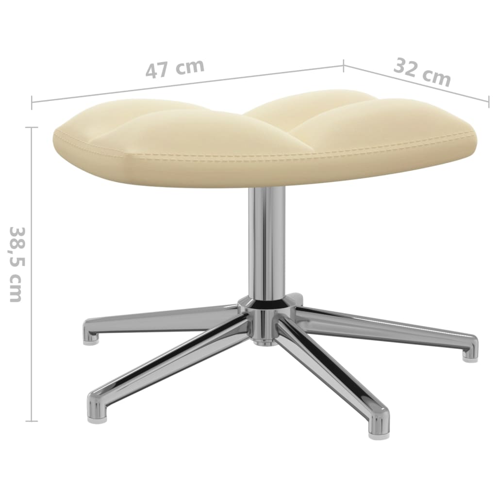 Krémfehér bársony pihenőszék lábtartóval