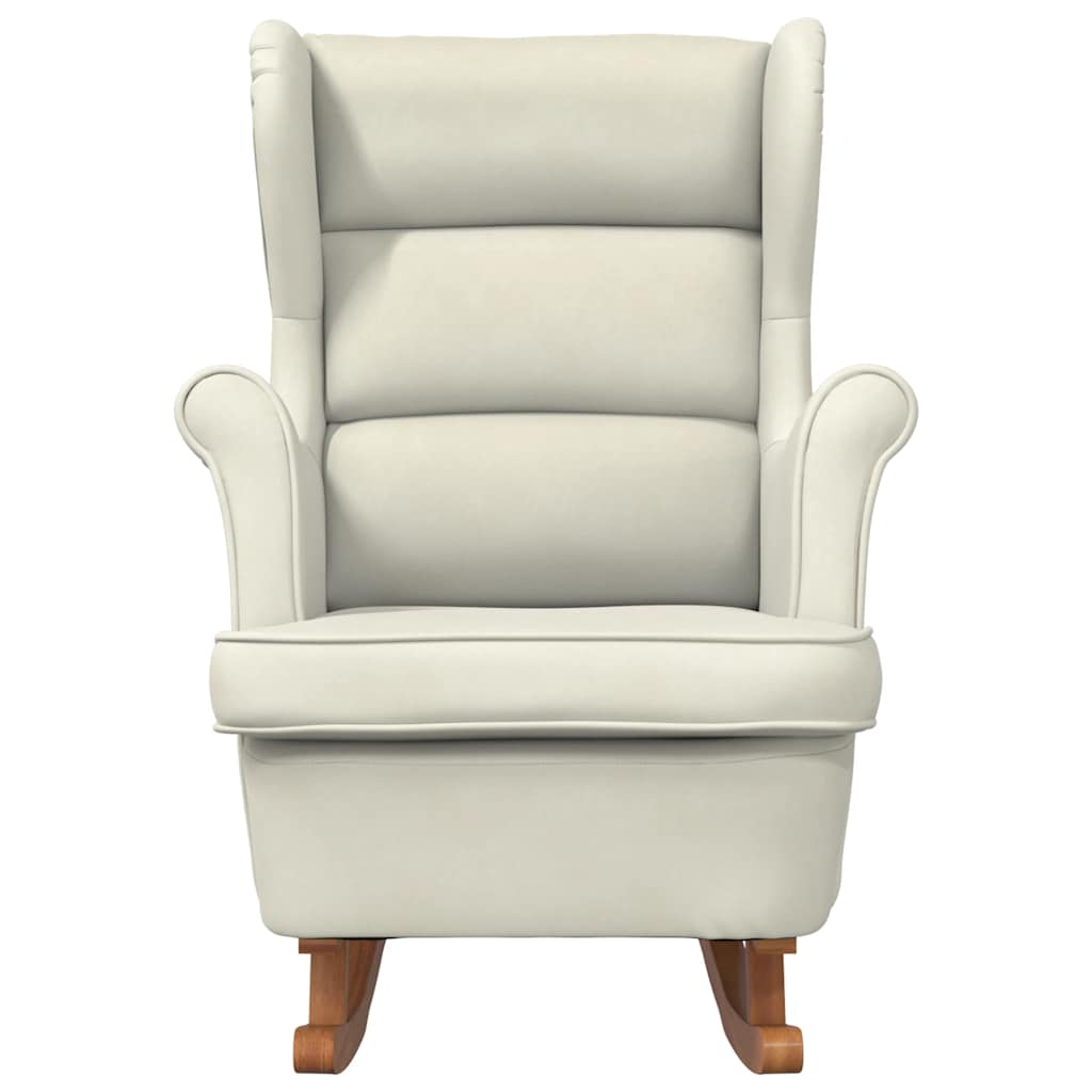 Krém bársony és tömörfa hintaszék