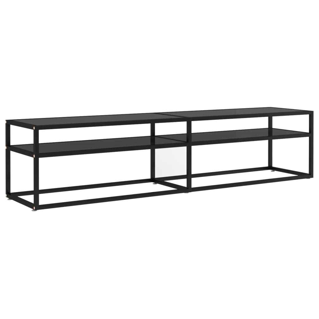 Fekete edzett üveg tv-szekrény 180 x 40 x 40,5 cm
