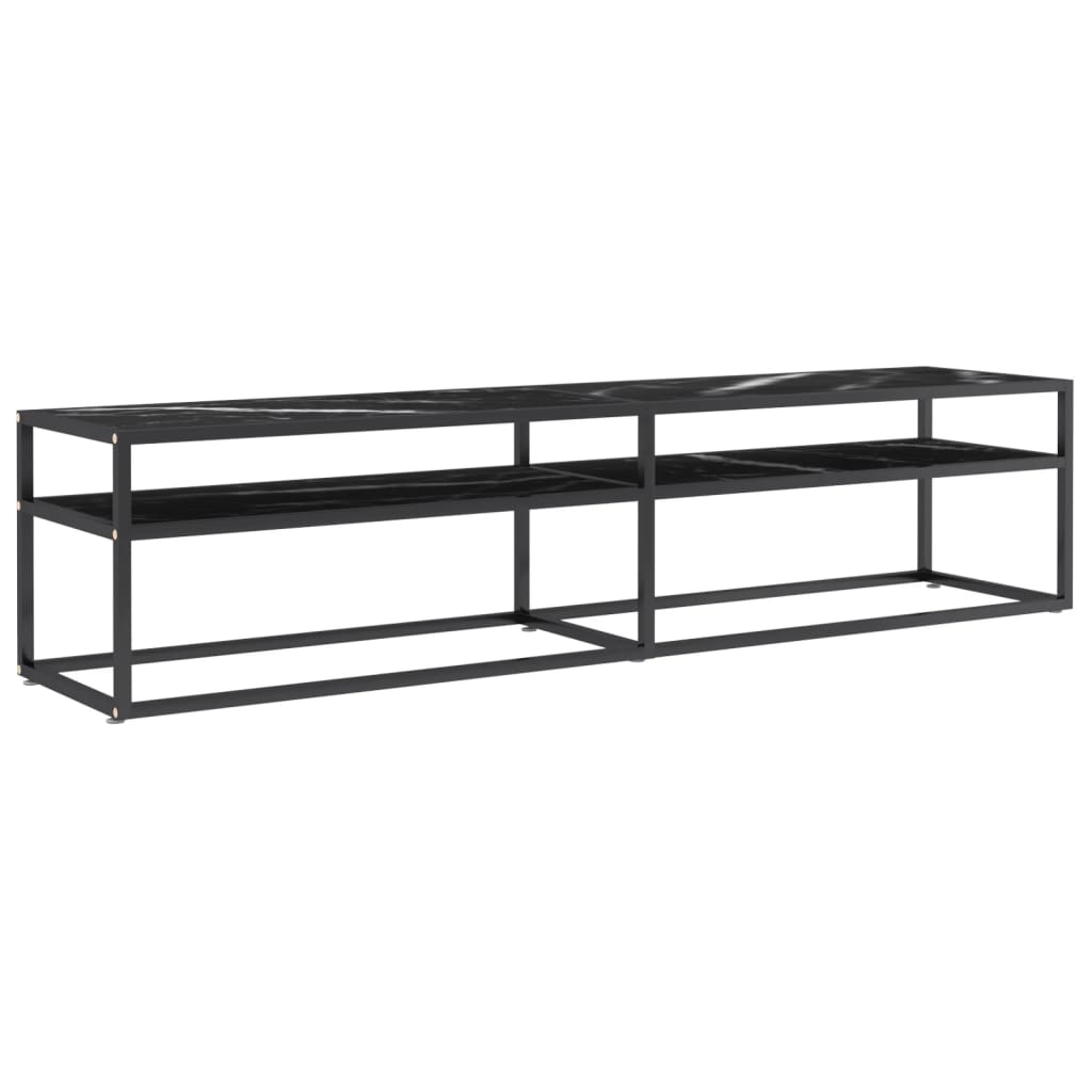 Fekete márvány színű edzett üveg tv-szekrény 180 x 40 x 40,5 cm Fekete márvány színű edzett üveg tv-szekrény 180 x 40 x 40,5 cm