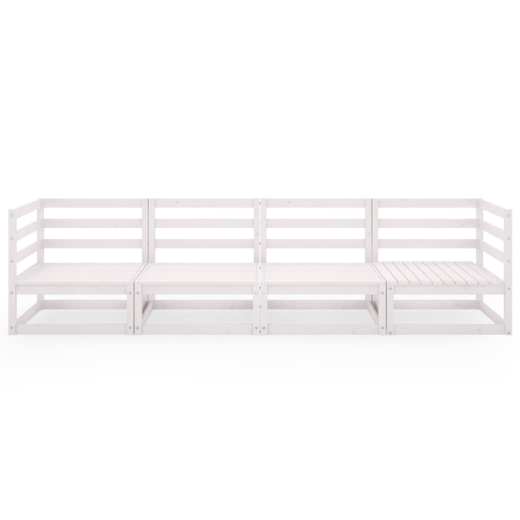 Négyszemélyes fehér tömör fenyőfa kerti kanapé