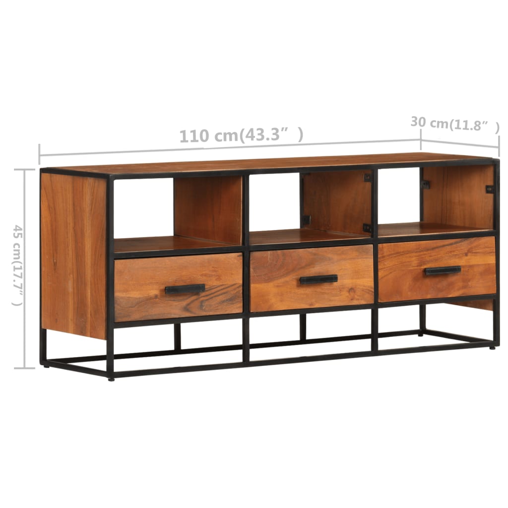 Tömör akácfa tv-szekrény 110 x 30 x 45 cm Tömör akácfa tv-szekrény 110 x 30 x 45 cm