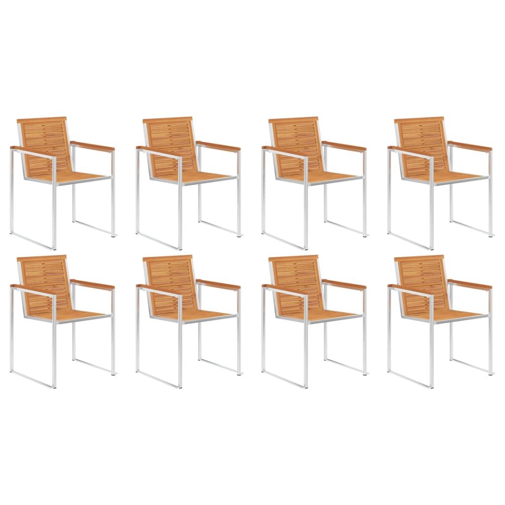 8 db tömör akácfa kerti szék párnákkal