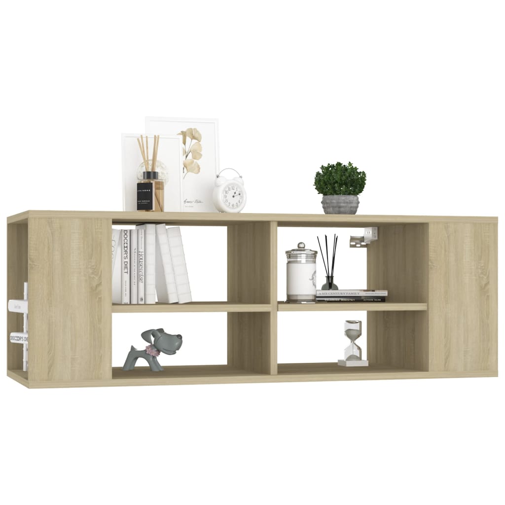 Sonoma-tölgyszínű falra szerelhető tv-szekrény 102 x 35 x 35 cm