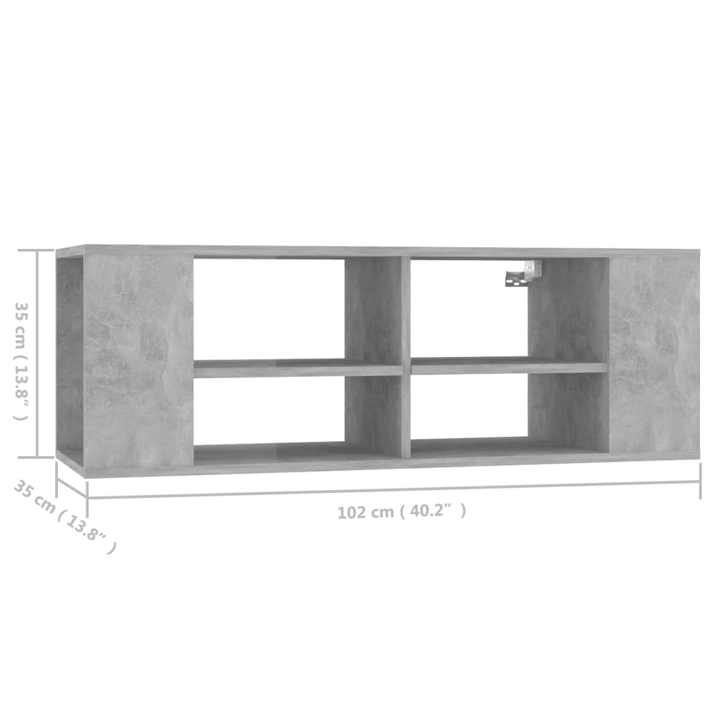 Betonszürke falra szerelhető tv-szekrény 102 x 35 x 35 cm