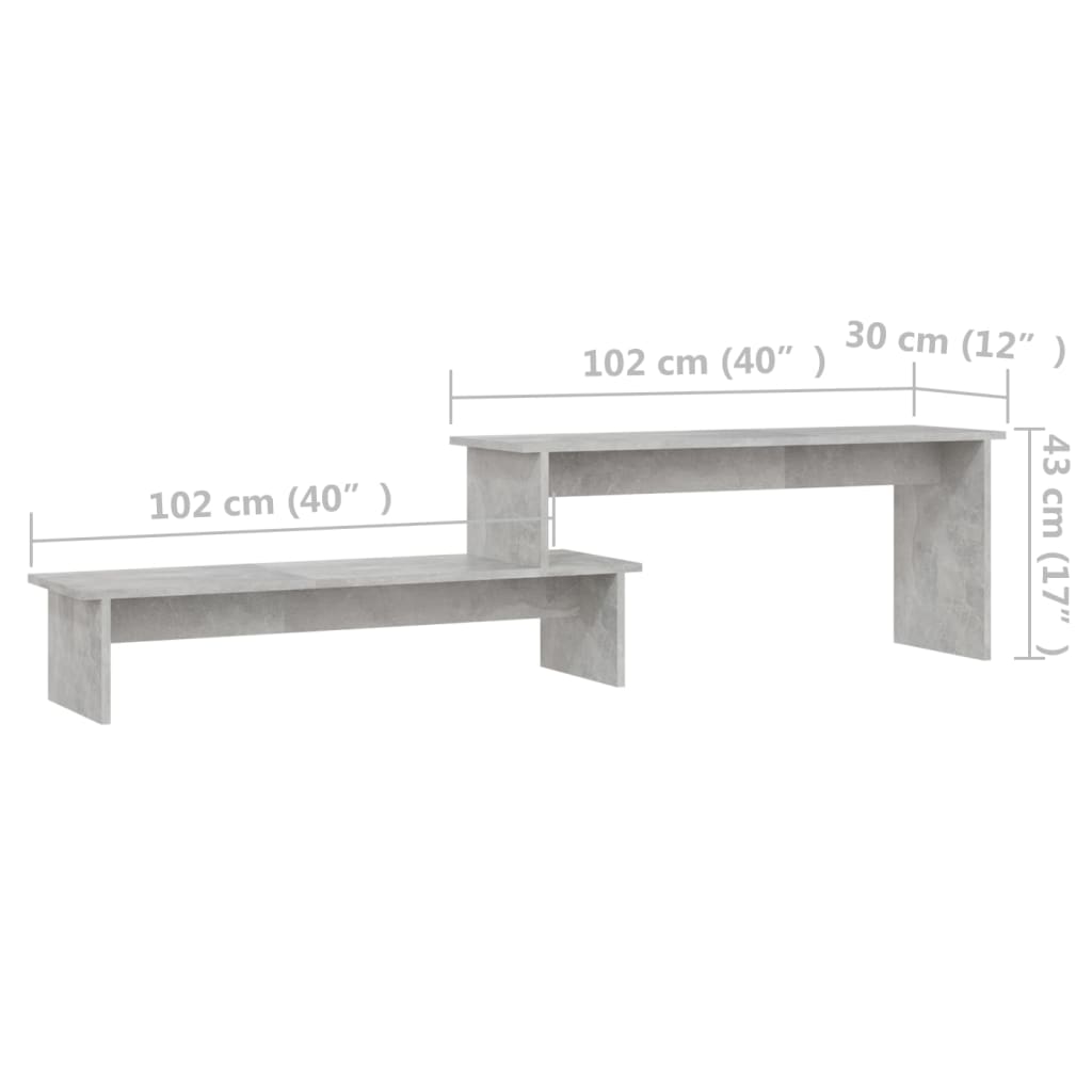 Betonszürke forgácslap tv-szekrény 180 x 30 x 43 cm Betonszürke forgácslap tv-szekrény 180 x 30 x 43 cm