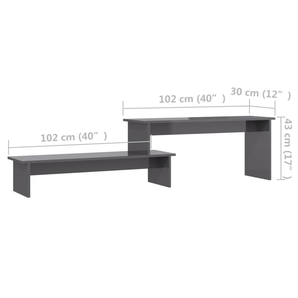 Magasfényű szürke forgácslap tv-szekrény 180 x 30 x 43 cm Magasfényű szürke forgácslap tv-szekrény 180 x 30 x 43 cm