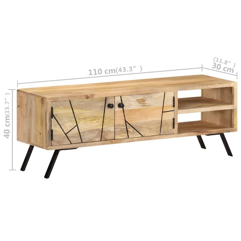 Tömör mangófa tv-szekrény 110 x 30 x 40 cm