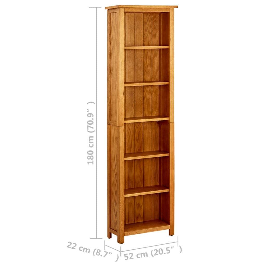 6 szintes tömör tölgyfa könyvespolc 52 x 22 x 180 cm 6 szintes tömör tölgyfa könyvespolc 52 x 22 x 180 cm