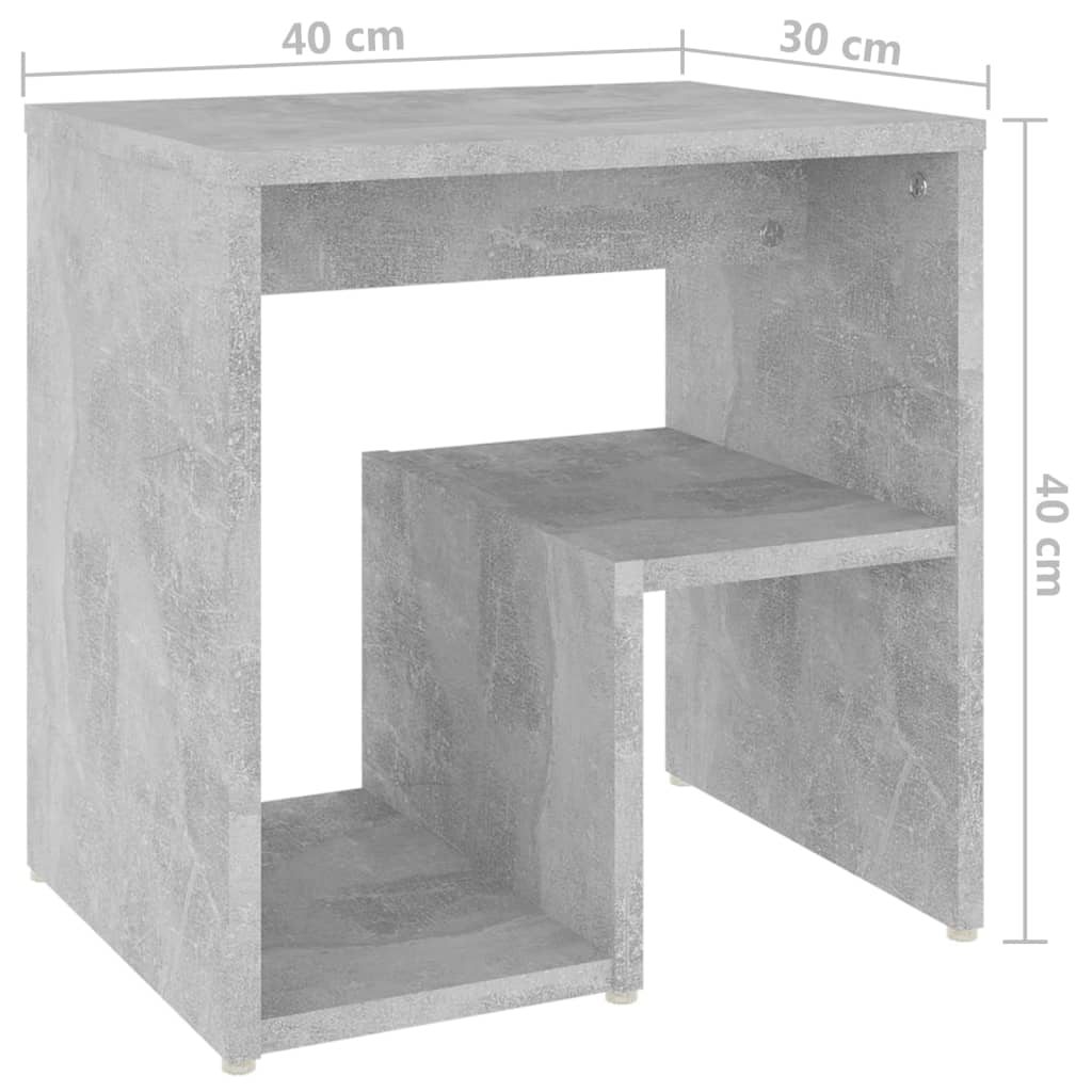 2 db betonszürke szerelt fa éjjeliszekrény 40 x 30 x 40 cm