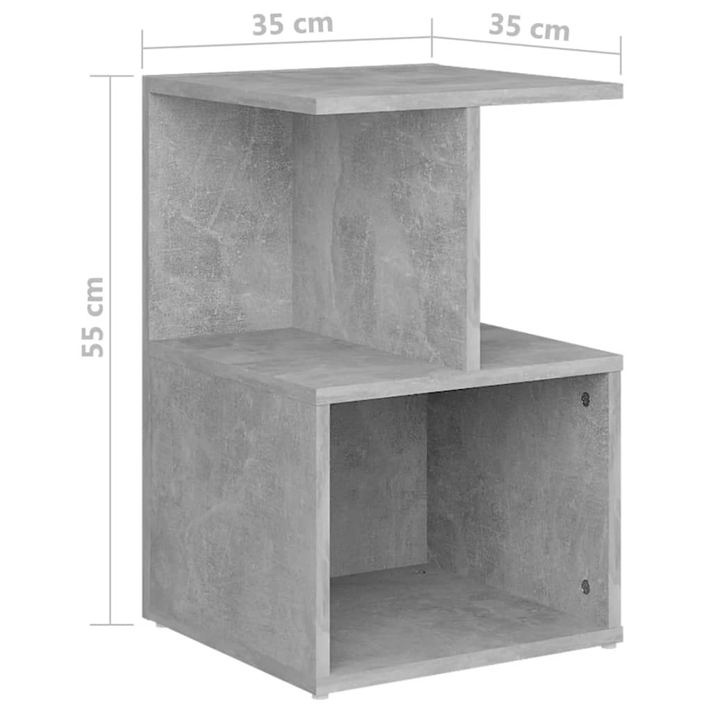 2 db betonszürke szerelt fa éjjeliszekrény 35 x 35 x 55 cm