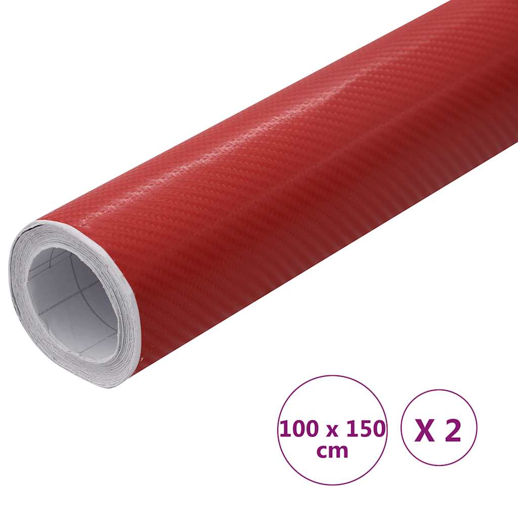 2 darab 4d-s piros autófólia 100 x 150 cm
