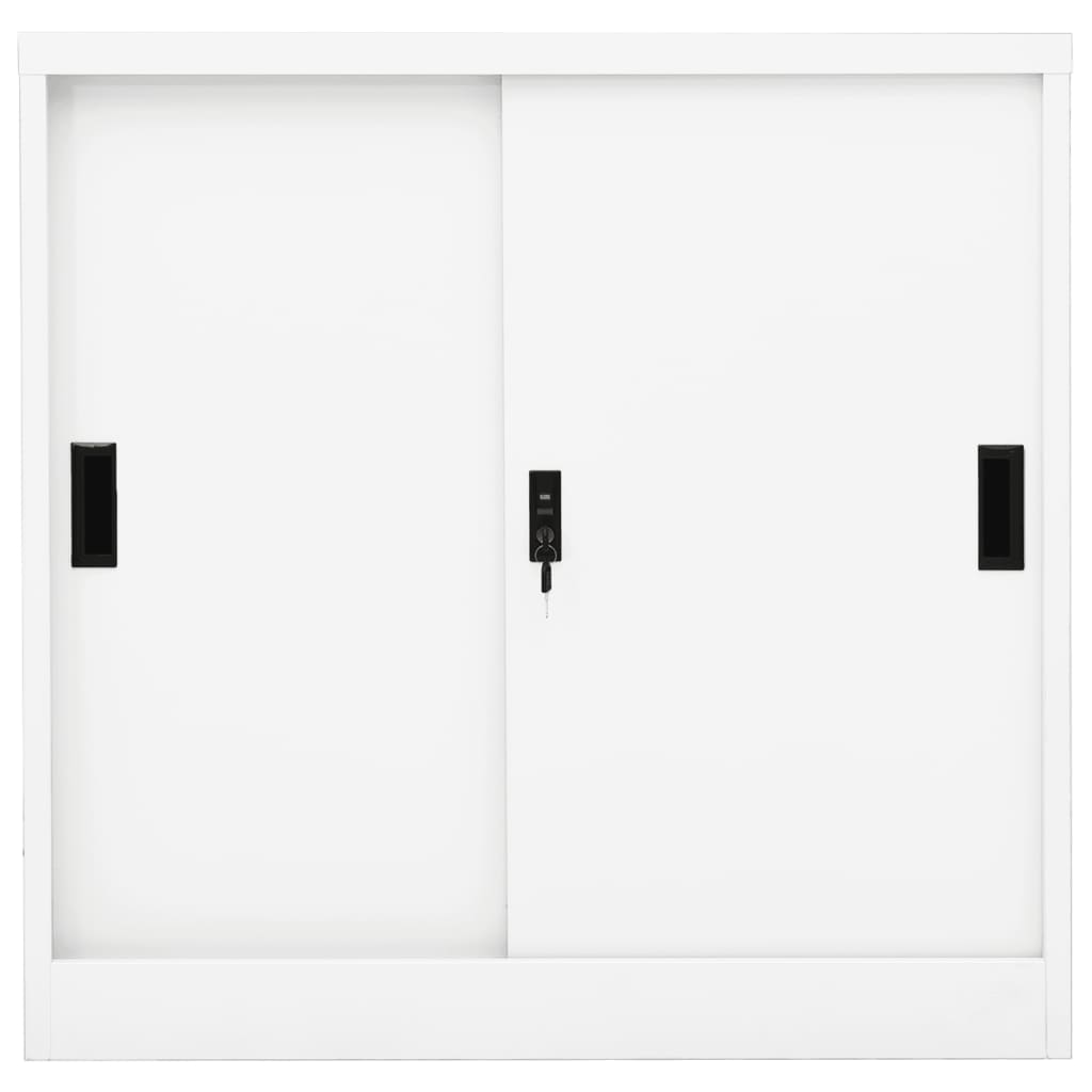 Fehér acél tolóajtós irodai szekrény 90 x 40 x 90 cm