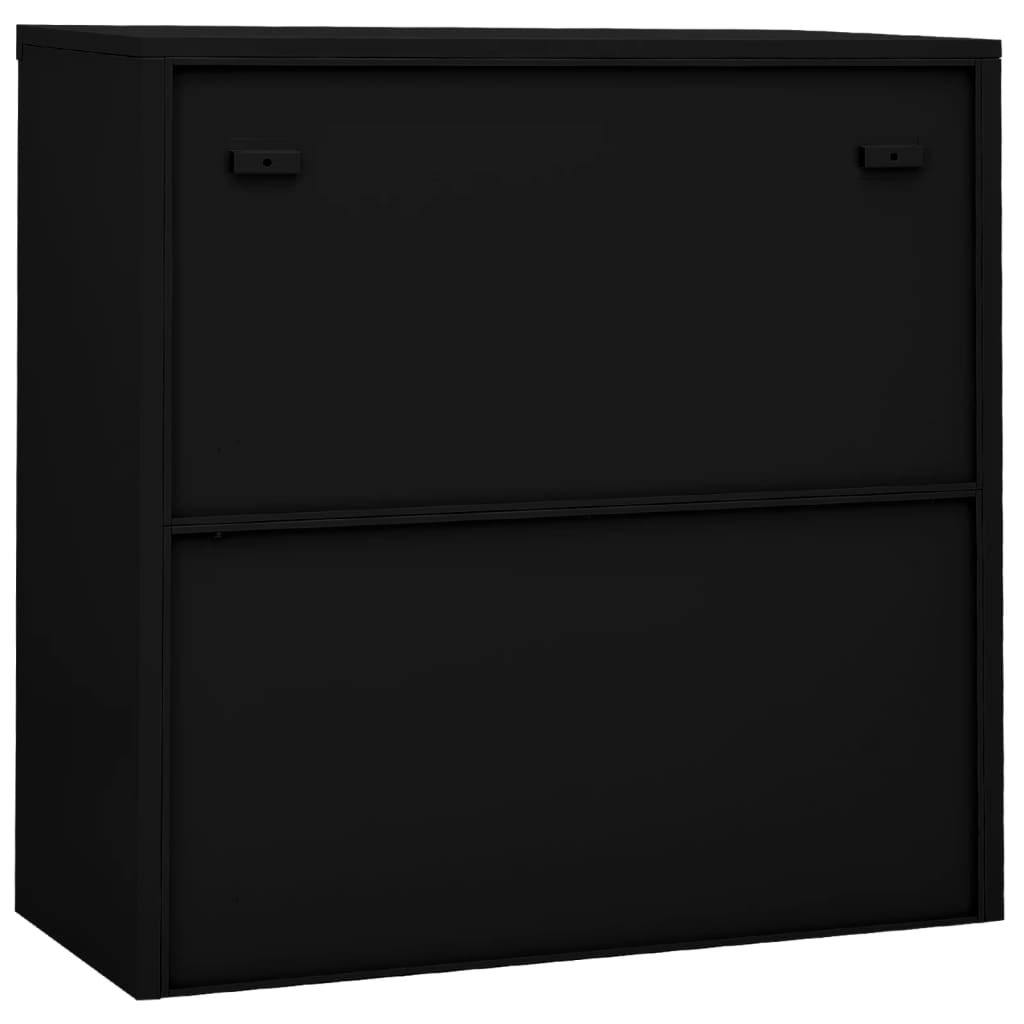 Fekete acél tolóajtós irodai szekrény 90 x 40 x 90 cm Fekete acél tolóajtós irodai szekrény 90 x 40 x 90 cm